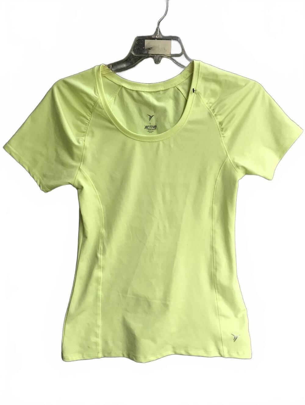 Old Navy Top Active Fit Women Size L Green Mesh Short Sleeves Summer Gym - Picture 2 of 7